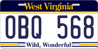 WV license plate OBQ568