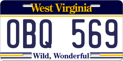 WV license plate OBQ569