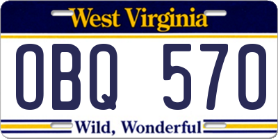 WV license plate OBQ570