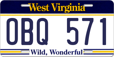 WV license plate OBQ571