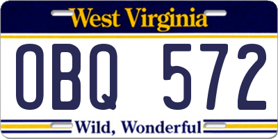WV license plate OBQ572