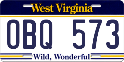 WV license plate OBQ573
