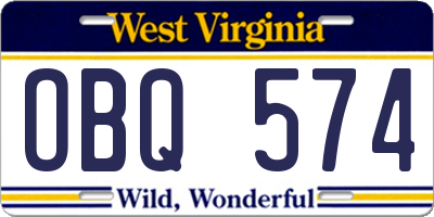 WV license plate OBQ574