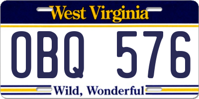 WV license plate OBQ576