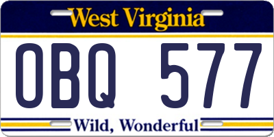 WV license plate OBQ577