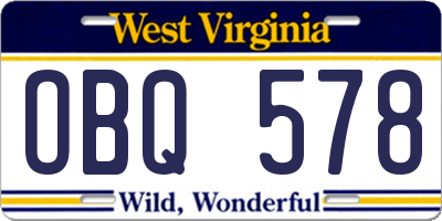 WV license plate OBQ578