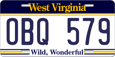 WV license plate OBQ579
