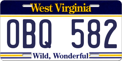 WV license plate OBQ582