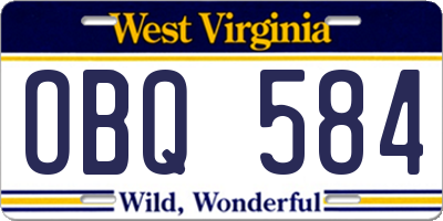 WV license plate OBQ584