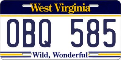 WV license plate OBQ585