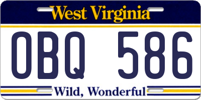 WV license plate OBQ586