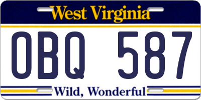 WV license plate OBQ587