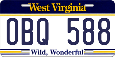 WV license plate OBQ588