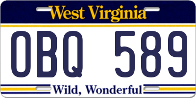 WV license plate OBQ589