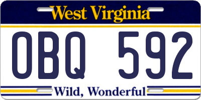 WV license plate OBQ592
