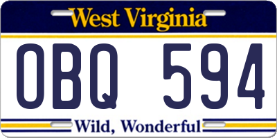 WV license plate OBQ594