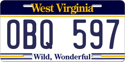 WV license plate OBQ597