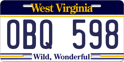 WV license plate OBQ598