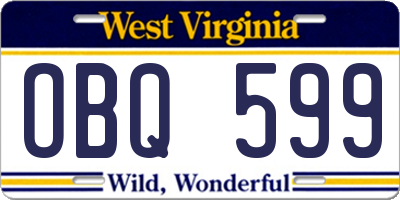 WV license plate OBQ599