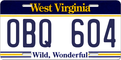 WV license plate OBQ604