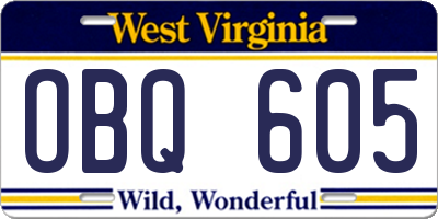 WV license plate OBQ605