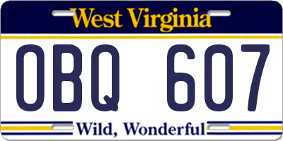 WV license plate OBQ607