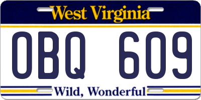 WV license plate OBQ609