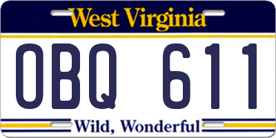 WV license plate OBQ611