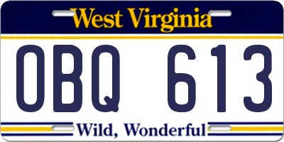 WV license plate OBQ613