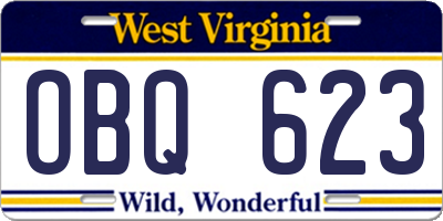 WV license plate OBQ623
