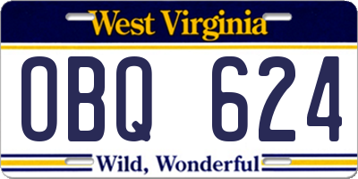 WV license plate OBQ624