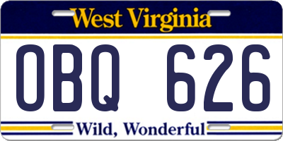 WV license plate OBQ626