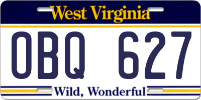 WV license plate OBQ627