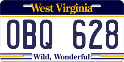 WV license plate OBQ628