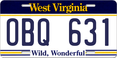 WV license plate OBQ631