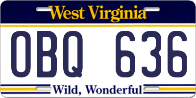 WV license plate OBQ636