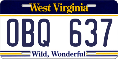 WV license plate OBQ637