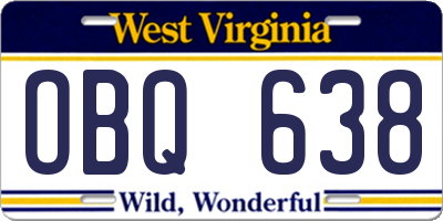 WV license plate OBQ638