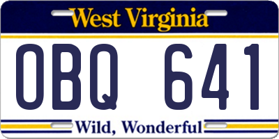 WV license plate OBQ641