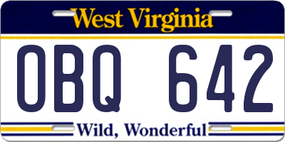WV license plate OBQ642