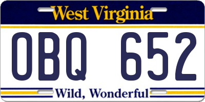 WV license plate OBQ652