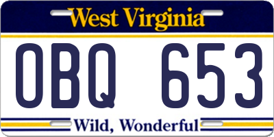 WV license plate OBQ653