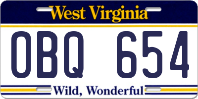 WV license plate OBQ654