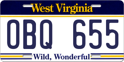 WV license plate OBQ655