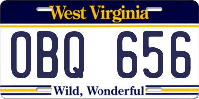 WV license plate OBQ656