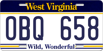 WV license plate OBQ658