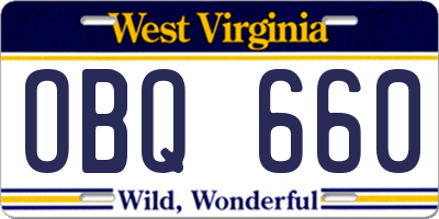 WV license plate OBQ660