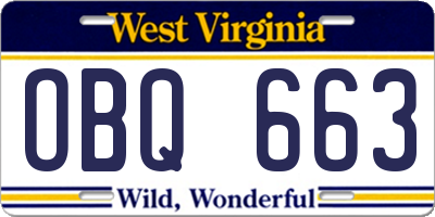 WV license plate OBQ663