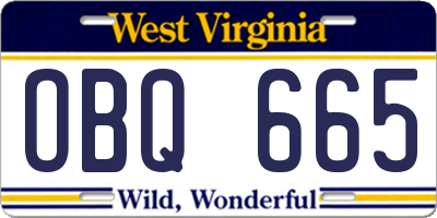 WV license plate OBQ665
