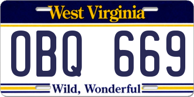 WV license plate OBQ669
